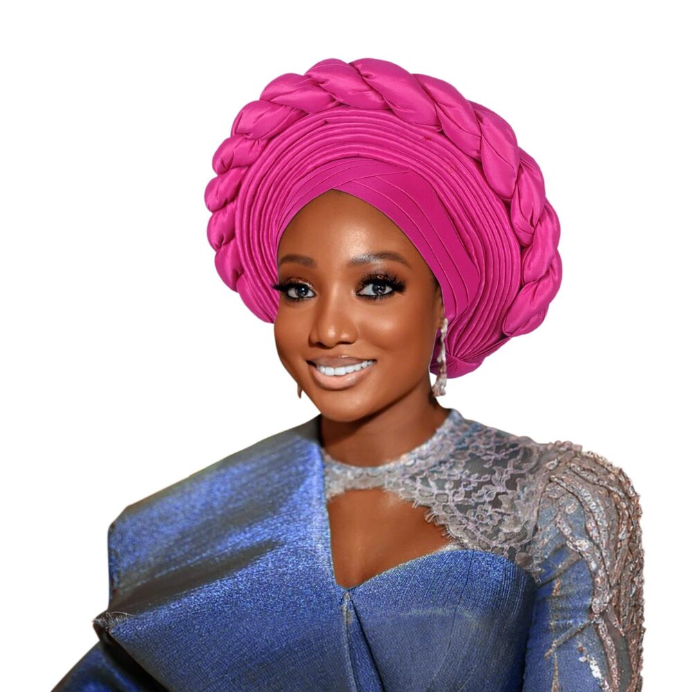 8509 Elegant Polyester African Headscarf-Stretchable Traditional Nigerian